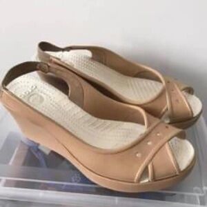 CROCS Tan Wedge Sandals